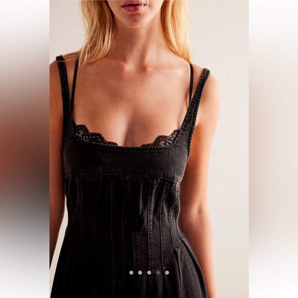 Free People Willie Denim Midi Dress in Washed Black (size: xs) NWOT - Picture 3 of 5